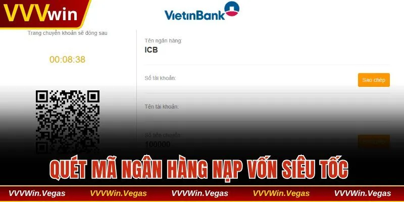 Nạp tiền VVVwin qua quét mã ngân hàng